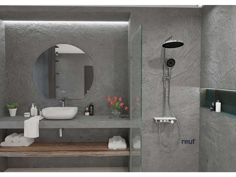 kielle Oudee Sprchový set s termostatom, 26 cm, 3 prúdy, chróm/biela/čierna 20602000