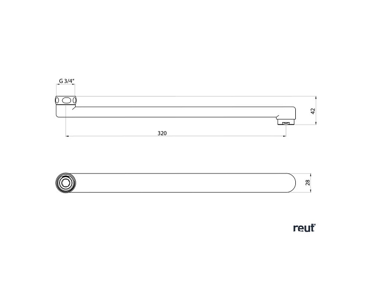 Aqualine Výtokové ramienko k batérii, 320mm, ploché, chróm 43991