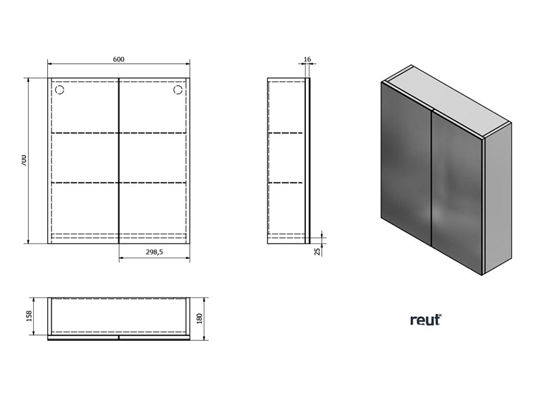 Aqualine VEGA GALERKY VEGA galérka 60x70x18cm, dub platin VG860