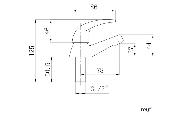 Aqualine Stojánkový pákový ventil 1/2´´, 79,5mm, chróm ZY12034