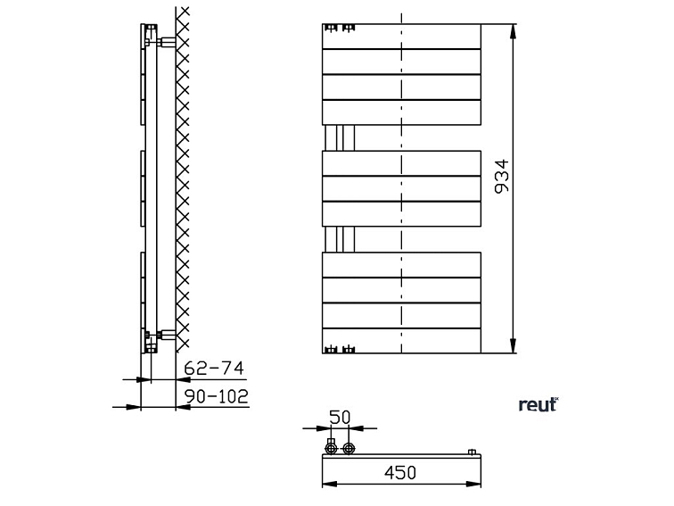 Aqualine MILI vykurovacie teleso 450x934 mm, biela DC600T