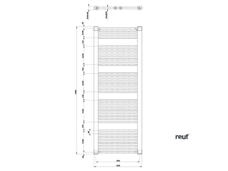 Aqualine DIRECT & ORBIT DIRECT vykurovacie teleso s bočným pripojením 600x1680 mm, biela ILR66T