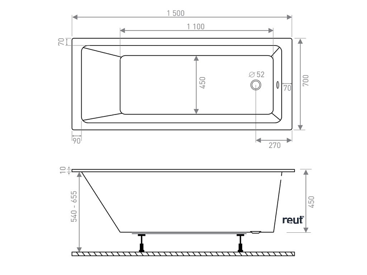CA PLAST Vaňa rovná Bello 150x70 cm