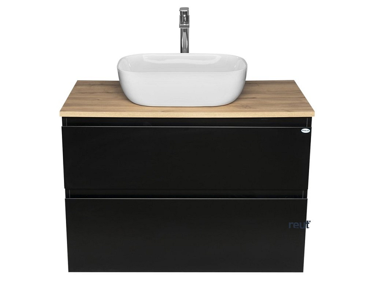 Aqualine ALTAIR II ALTAIR skrinka s doskou 87,5 cm, čierna mat/dub emporio AI690-01