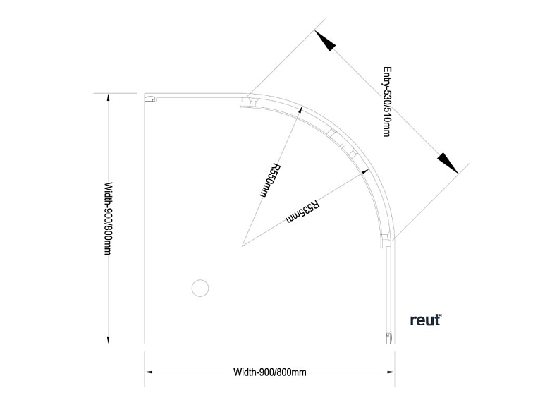 Aqualine ARLETA štvrťkruhová sprchová zástena 900x900mm, číre sklo HLS900Y