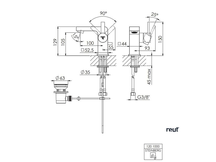 Steinberg 120 Umývadlová batéria s výpusťou, chróm 1 201 000