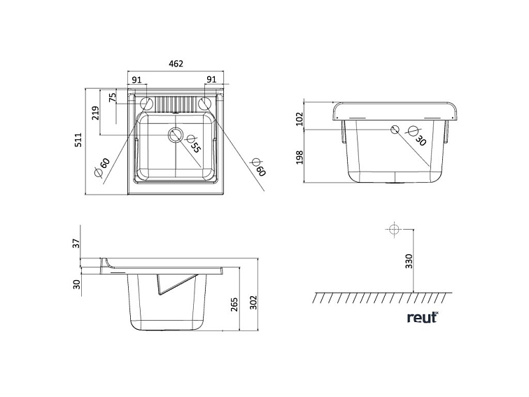 Aqualine Závesná výlevka 45x50cm, plast, biela PI4550