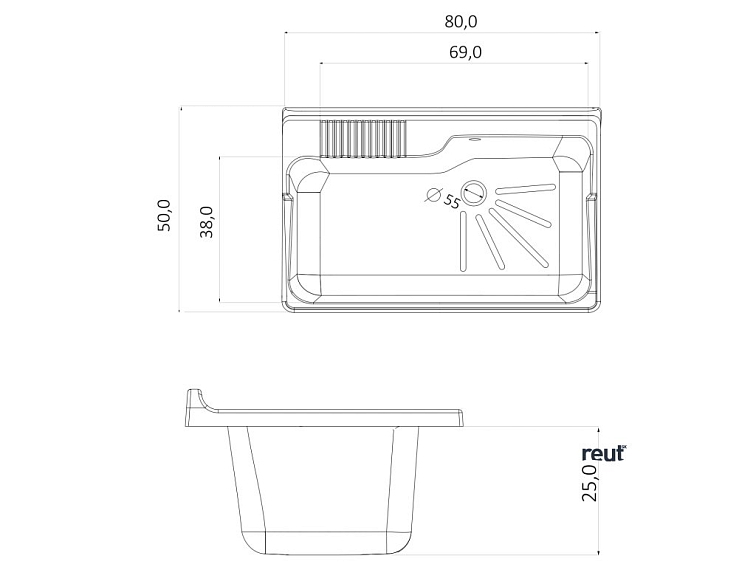 Aqualine Závesná výlevka 80x50cm, plast, biela PI8050