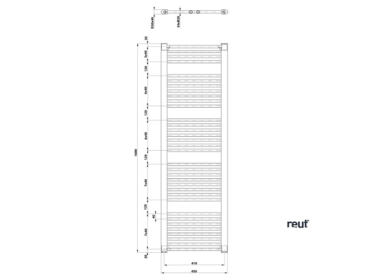 Aqualine DIRECT & ORBIT DIRECT vykurovacie teleso s bočným pripojením 450x1680 mm, biela ILR64T