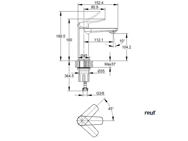 kielle Nefia Umývadlová batéria, matná čierna 10127104