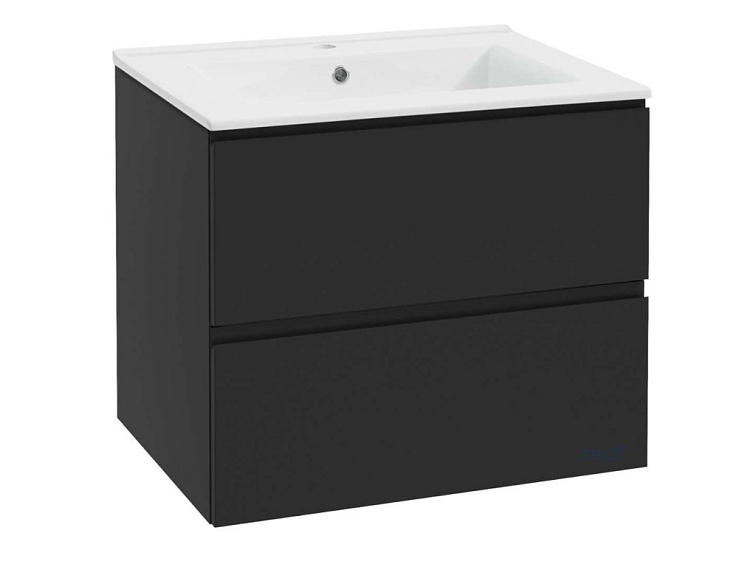 kielle Oudee Skrinka vrátane umývadla, 80x55x46 cm, 2 zásuvky, matná čierna 50002S84