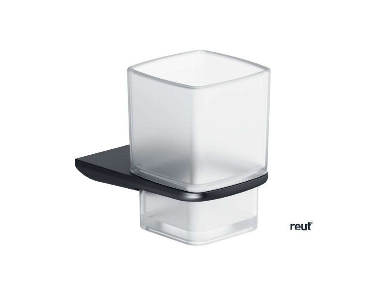 kielle Vega Pohárik na kefky a pastu s držiakom, matné sklo/matná čierna 40018004