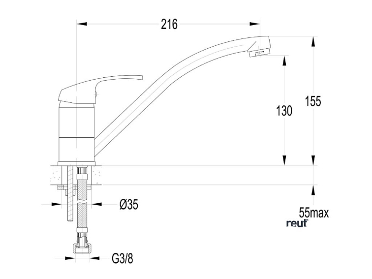 AQUALINE 35 stojánkova drezová batéria, chróm 52139