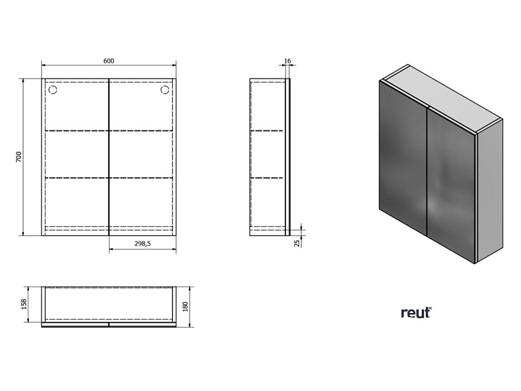 Aqualine VEGA GALERKY VEGA galérka 60x70x18cm, biela VG060