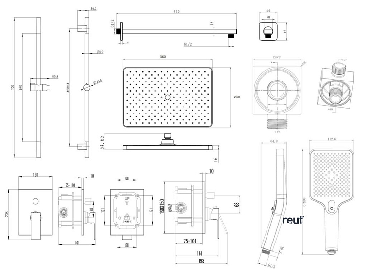 kielle Arkas I Sprchový set s batériou pod omietku, na 2 spotrebiče, s príslušenstvom a telesom, chróm 20611SP10