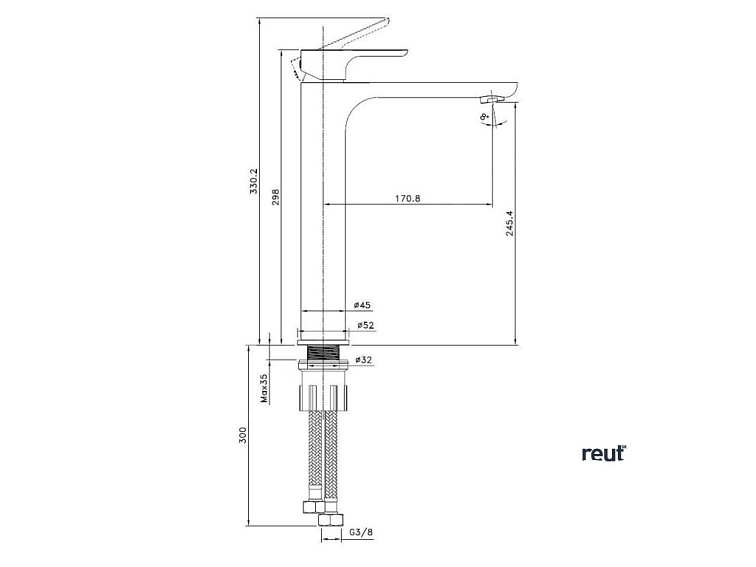 kielle Vega Umývadlová batéria pre umývadlovú misu, gun metal 10118113