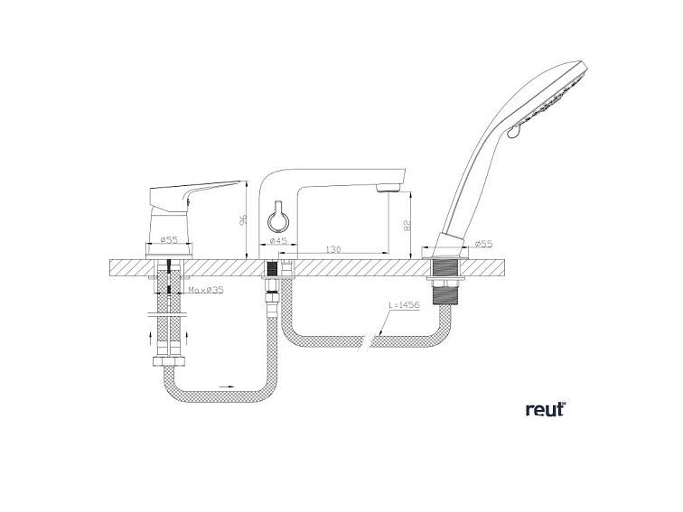 Aqualine LOTTA trojprvková batéria na okraj vane, chróm LT984