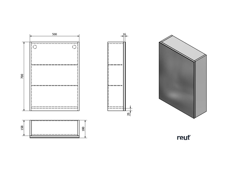Aqualine VEGA GALERKY VEGA galérka 50x70x18cm, dub platin VG850