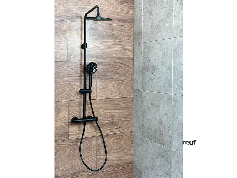 kielle Oudee Sprchový set s termostatom, 23 cm, 3 prúdy, matná čierna 20602024