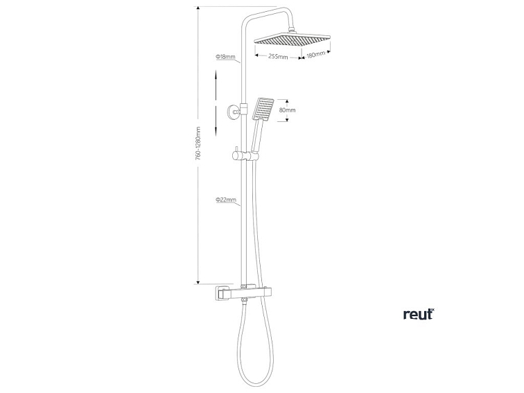 Aqualine TALIA sprchový stĺp s termostatickou batériou, chróm SL440