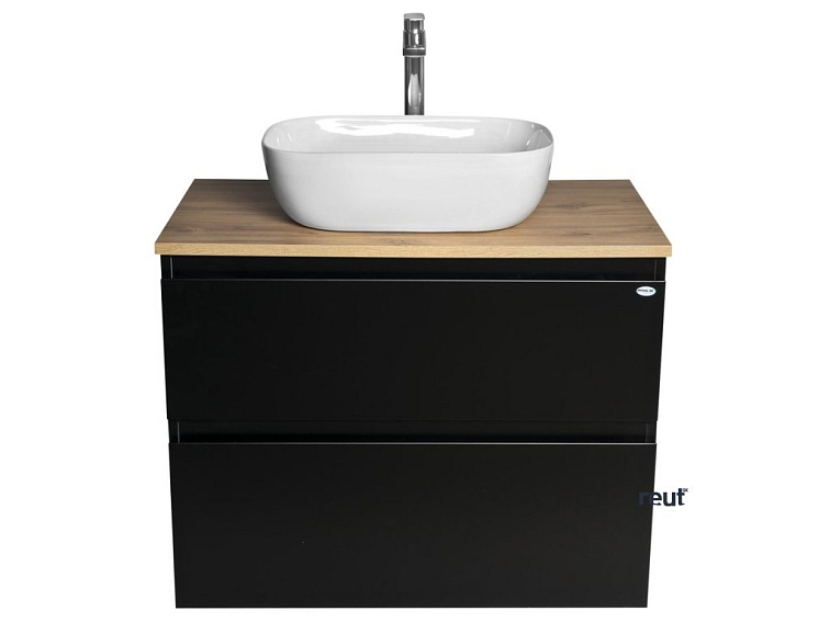 Aqualine ALTAIR II ALTAIR skrinka s doskou 78,5 cm, čierna mat/dub emporio AI680-01