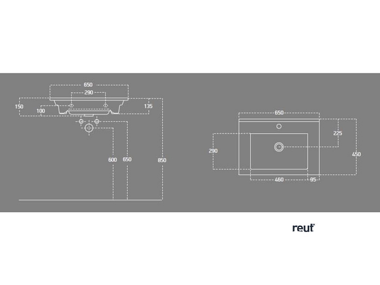 Aqualine ZUNO 65 keramické umývadlo nábytkové 65x45cm, biela 9065
