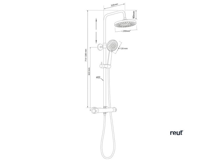Aqualine LIGA sprchový stĺp s termostatickou batériou, chróm SL533