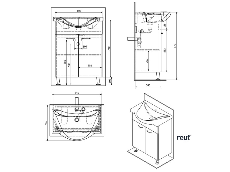 Aqualine KERAMIA FRESH umývadlová skrinka 60,6x74x34cm, biela 50063A