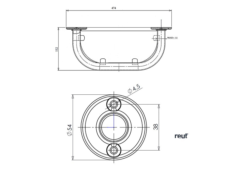 Aqualine WHITE LINE polička so sklom 40cm, biela 8001