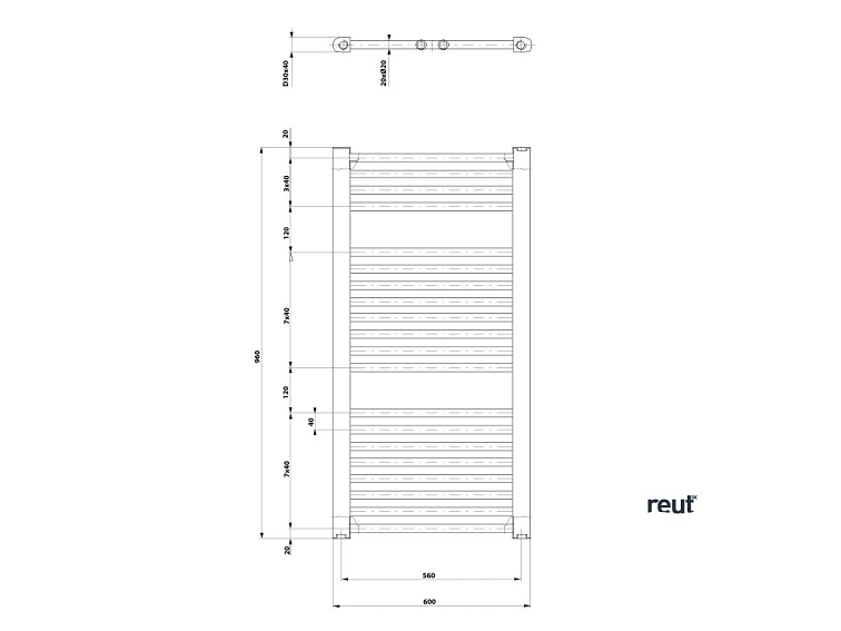 Aqualine DIRECT & ORBIT DIRECT vykurovacie teleso s bočným pripojením 600x960 mm, biela ILR96T