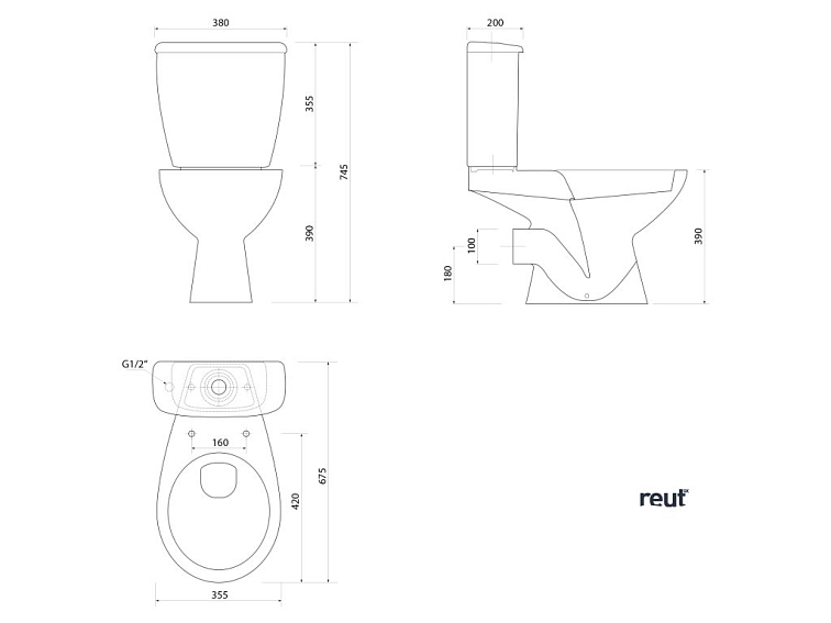 Aqualine JOSE WC kombi, dvojité tlačítko 3/6 l, zadný odpad, biela PS8812