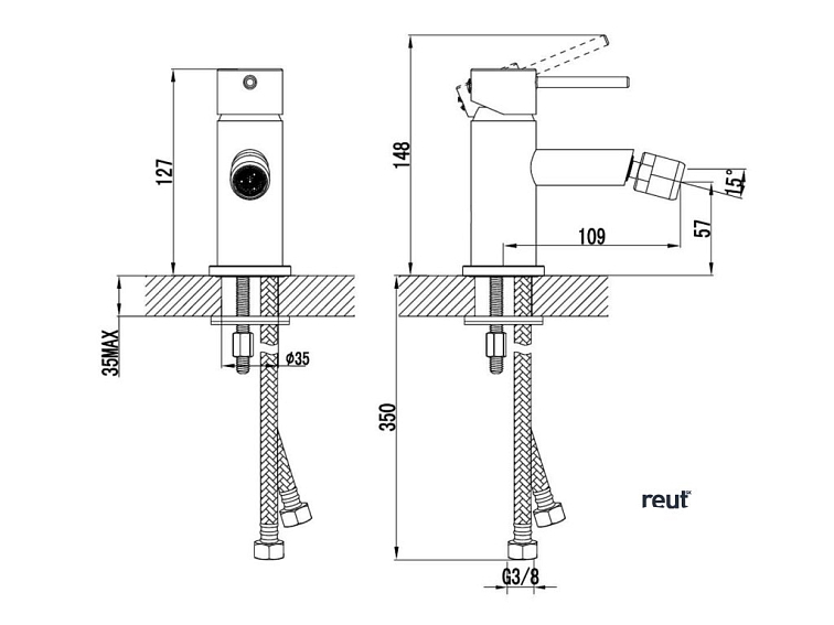 kielle Oudee Bidetová batéria, chróm 10415100