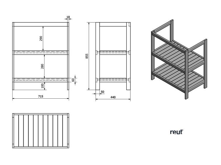 Aqualine ETIDE policová umyvadlová skříňka 71,5x86x44 cm, matná biela ET720