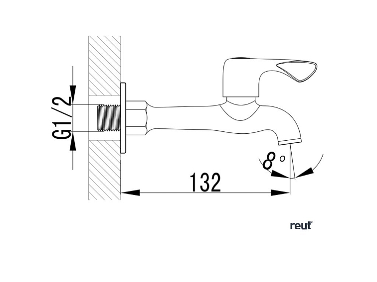 Aqualine Nástenný guľový ventil 1/2", dlhý, chróm ZY12062