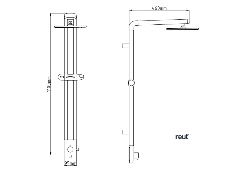 Aqualine TOUR sprchový stĺp, v. 1100mm, chróm SL030