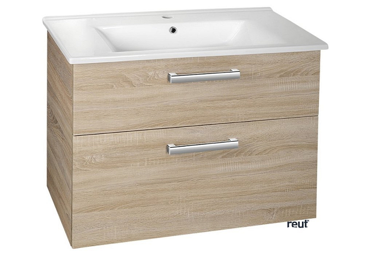 Aqualine VEGA umývadlová skrinka 82x67,6x43,8cm, 2x zásuvka, dub platin VG883