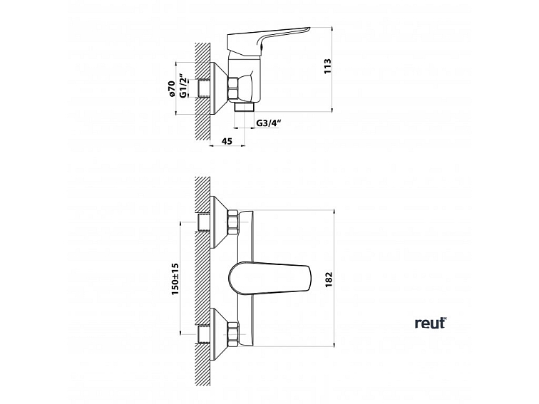 Aqualine LOTTA nástenná batéria, ramienko-S, chróm LT644