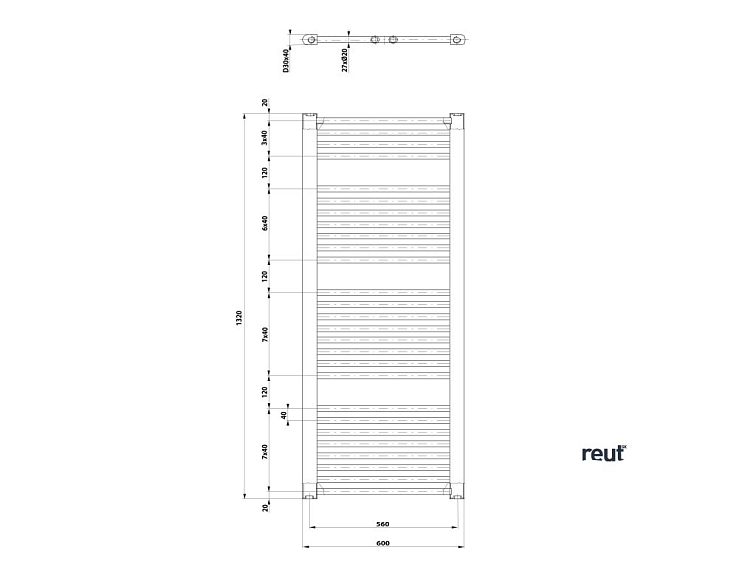 Aqualine DIRECT & ORBIT DIRECT vykurovacie teleso s bočným pripojením 600x1320 mm, biela ILR36T
