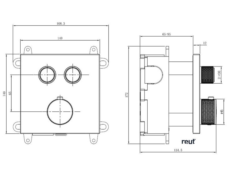 kielle Arkas I Termostatická batéria pod omietku, vrátane telesa, na 2 spotrebiče, matná čierna 10611214