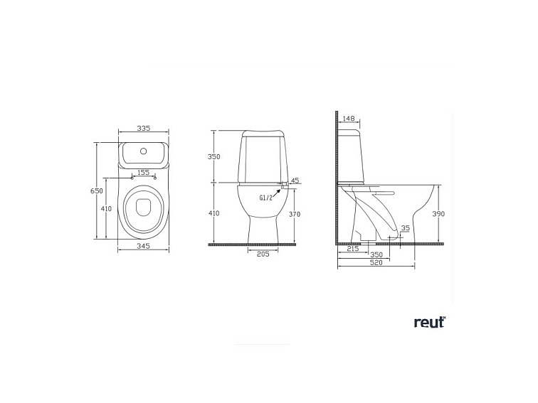 Aqualine RIGA WC kombi, dvojtlačítko 3/6l, spodný odpad, splachovací mechanizmus, biela RG801