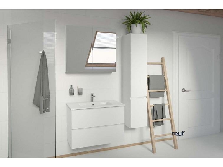 kielle Oudee Skrinka vrátane umývadla, 80x55x46 cm, 2 zásuvky, lesklá biela 50002S80