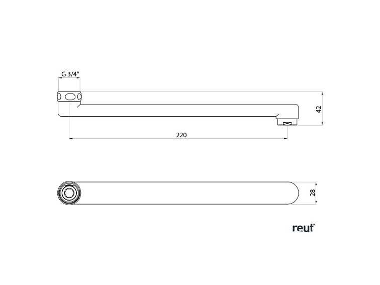 Aqualine Výtokové ramienko k batérii, 220mm, ploché, čierna matná 43990B
