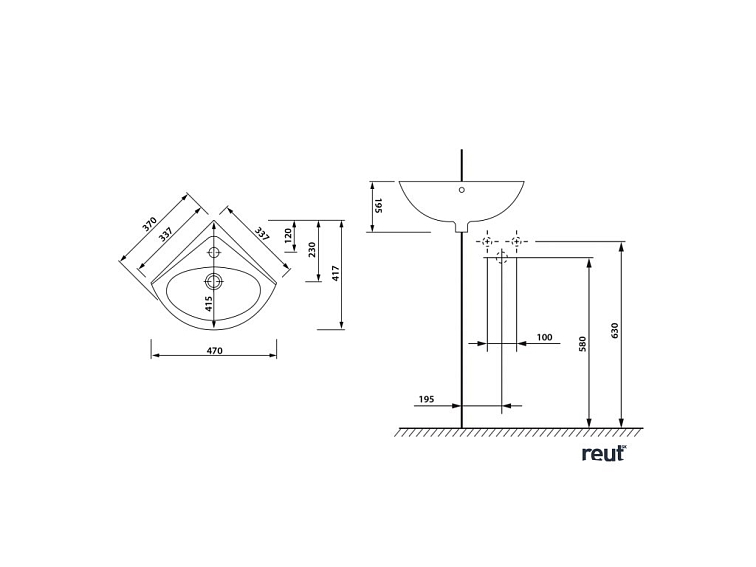 Aqualine LUIGI keramické umývadlo rohové 34x34cm, biela FS161
