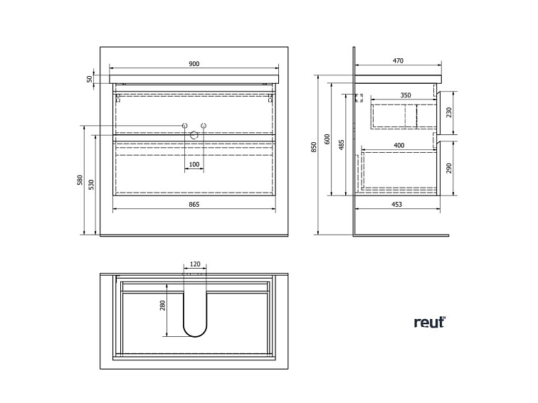 Aqualine ALTAIR umývadlová skrinka 86,5x60x45cm, dub emporio AI390