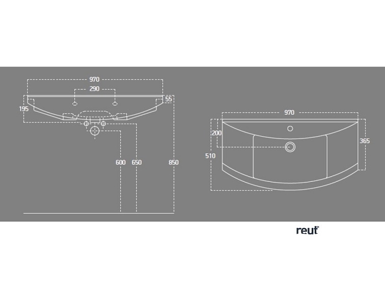 Aqualine ZERO 97 keramické umývadlo nábytkové 97x51cm, biela 6095