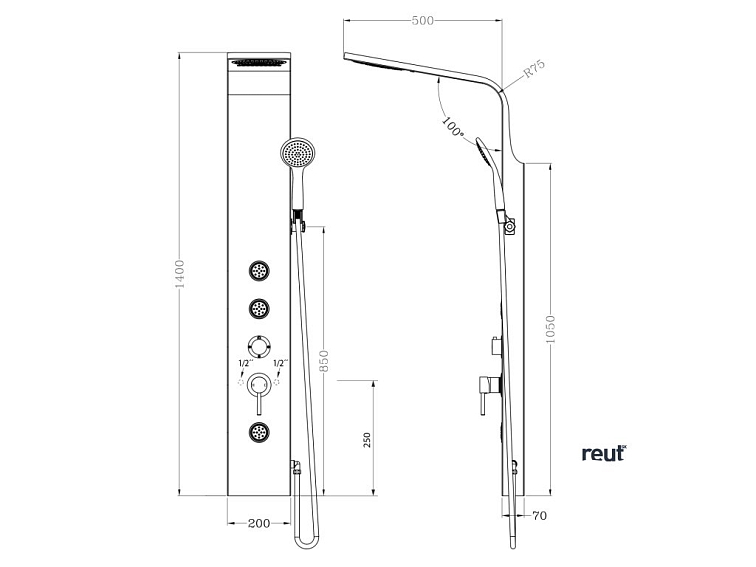 Aqualine TUSA sprchový panel, 200x1400mm, strieborna SL680