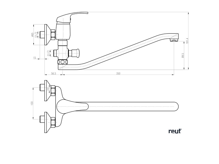 AQUALINE 35 nástenná umývadlová/vaňová batéria, chróm 52140