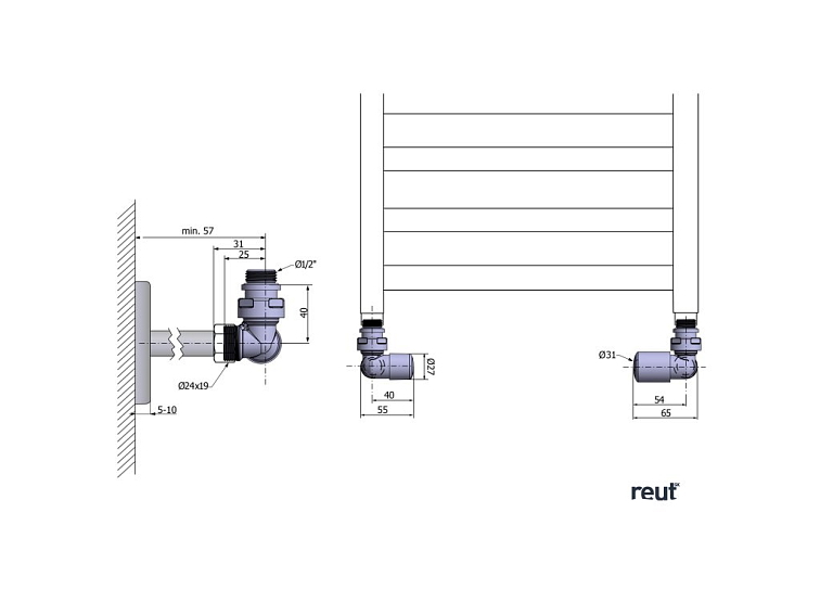 Aqualine FIRST CORNER pripojovacia sada ventilov, pravé prevedenie, chróm CP920S