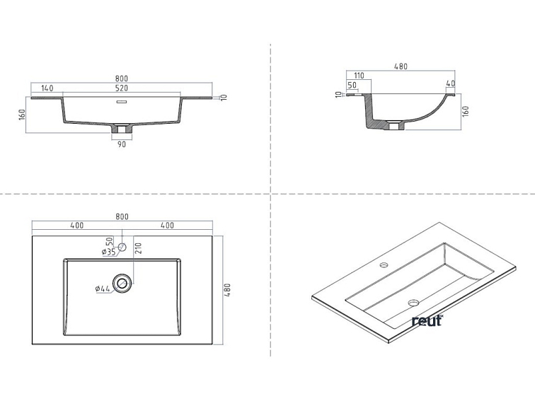 kielle Nefia Skrinka s umývadlom 80 cm, lesklá biela 50027S810