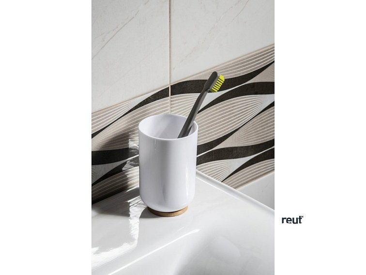 Aqualine SNOW pohár na postavenie, biela/bambus 7579